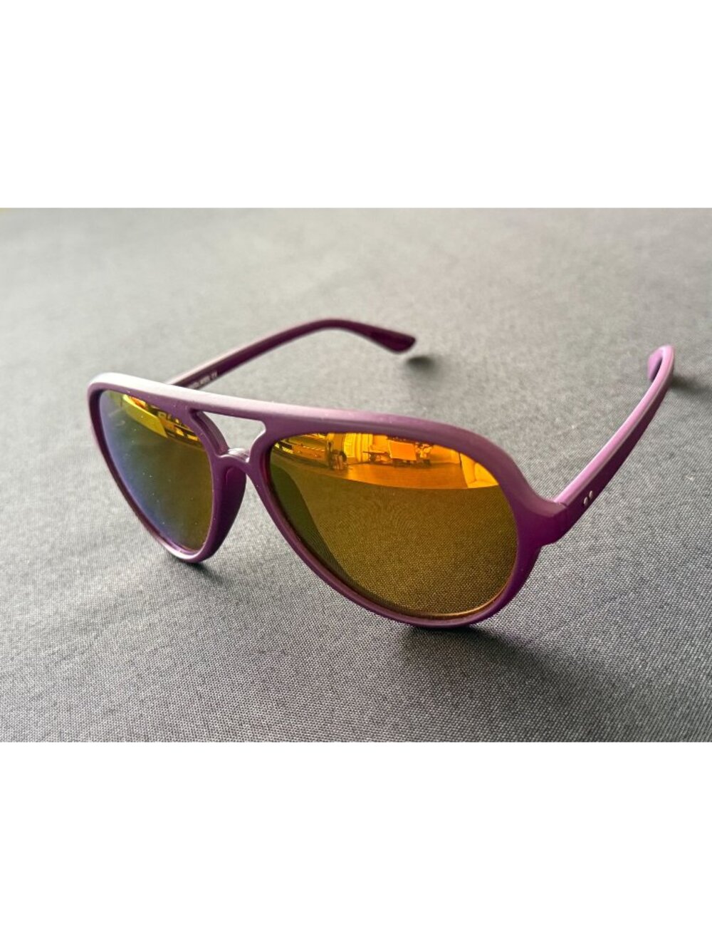 NEW Razzi Polarized Aviator Sunglasses Matte Purple Gold Mirror Lens RA116 57-16